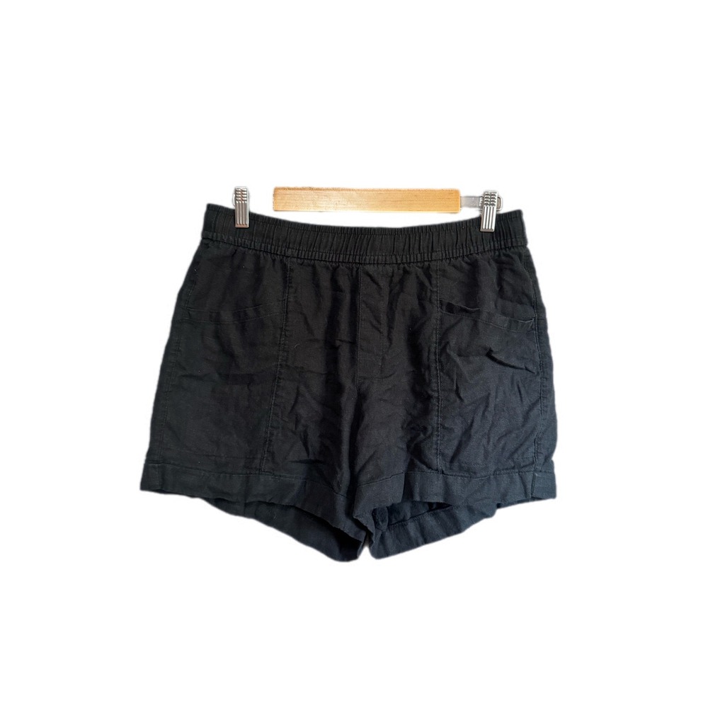 Old Navy Shorts Womens M Black Excellent Linen Blend Elastic Waist Pockets